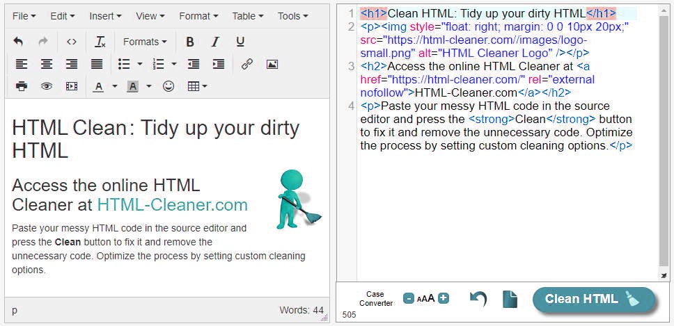 clean html